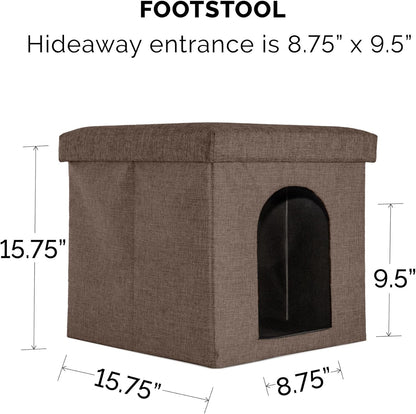 Pet House for Cats, Kittens, and Small Dogs - Ottoman Footstool Dog House and Storage, Felt Cubby Cat Bed House, and More