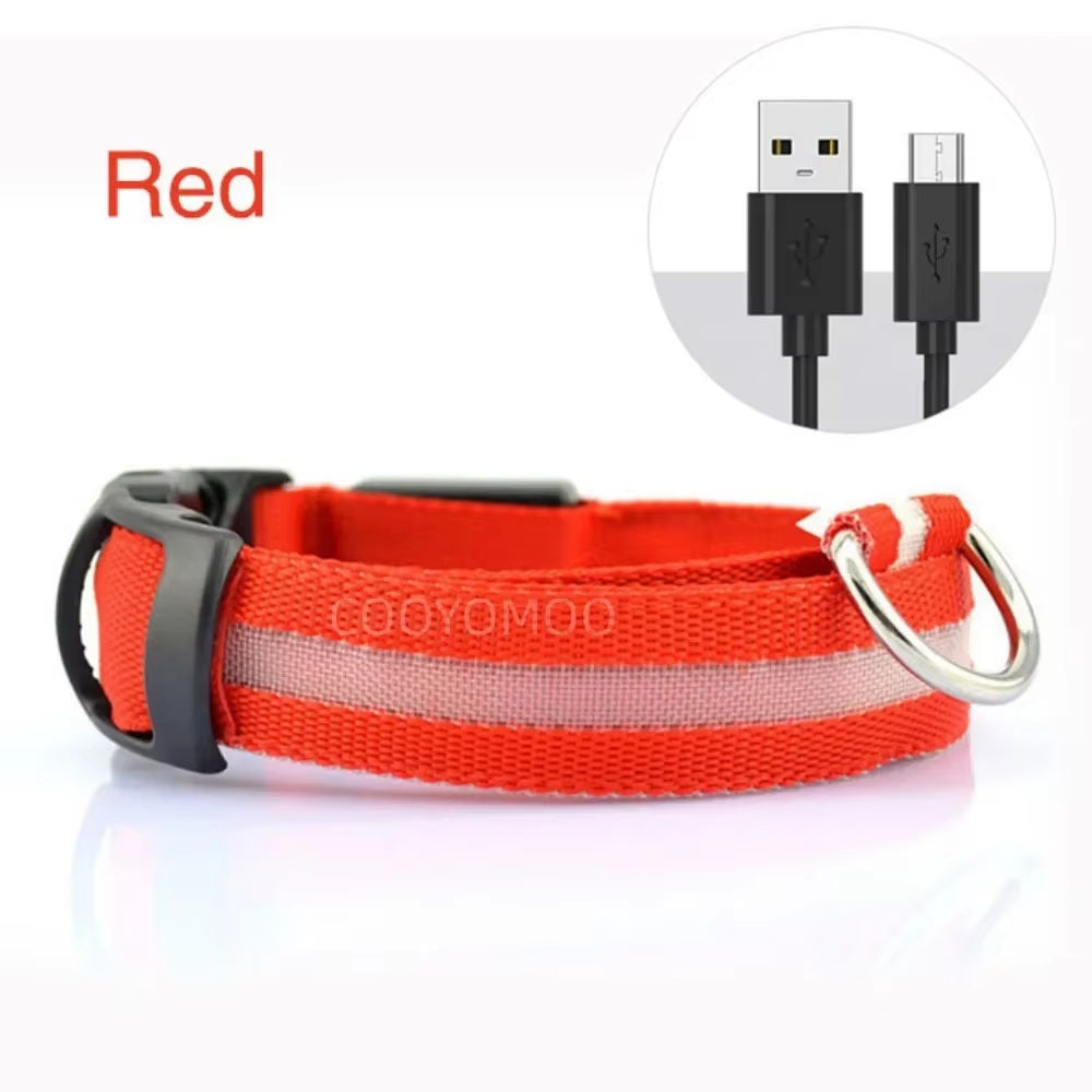 Dog Luminouscollar Anti-Lost Glowing LED Light Pet Collar Collar for Small Medium Large Dogs Collars Leads Safety Necklace