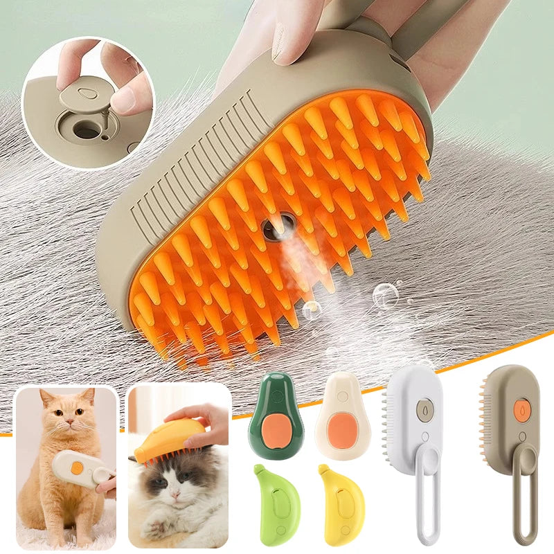 Electric Pet Brush 3 in 1 Cat Steam Brush Steam Dog Brush One-Click Spray Cat Hair Brush Massage Pet Grooming Comb Hair Removal