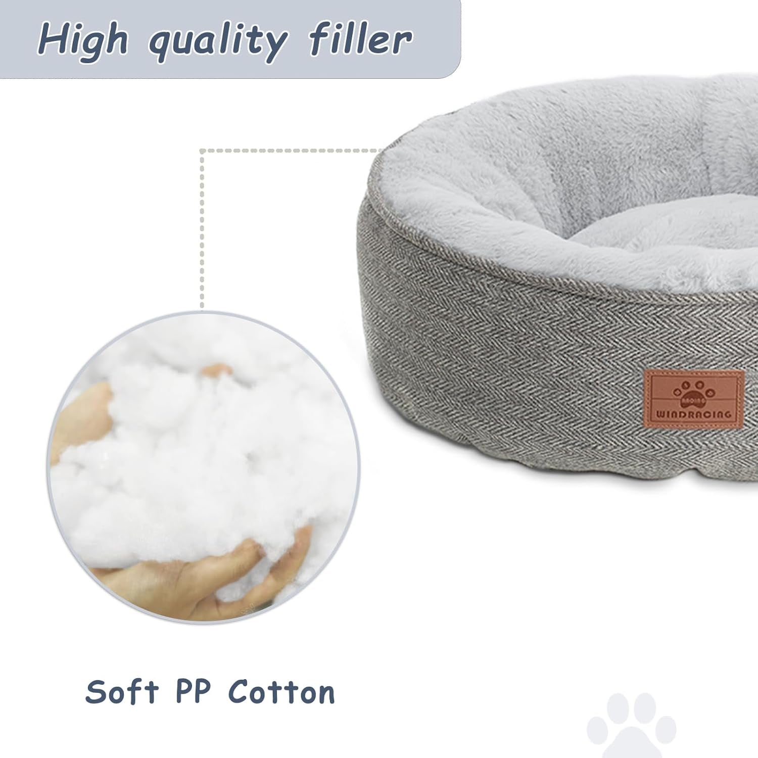 Cat Beds for Indoor Cats,Small Dog Bed,Cuddler Dog Beds,Calming Dog Bed Donut,Soft Anxiety Cozy Pet Beds,Puppy Bed for Small/Medium Dogs Washable round in Grey Color, PET