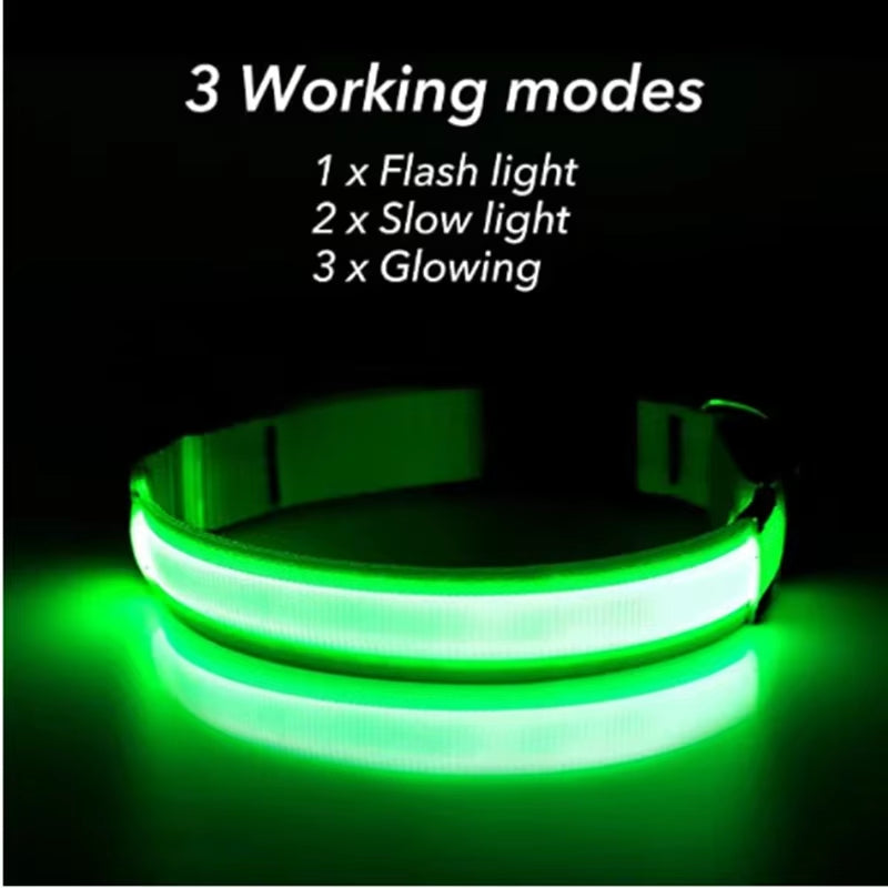 Dog Luminouscollar Anti-Lost Glowing LED Light Pet Collar Collar for Small Medium Large Dogs Collars Leads Safety Necklace